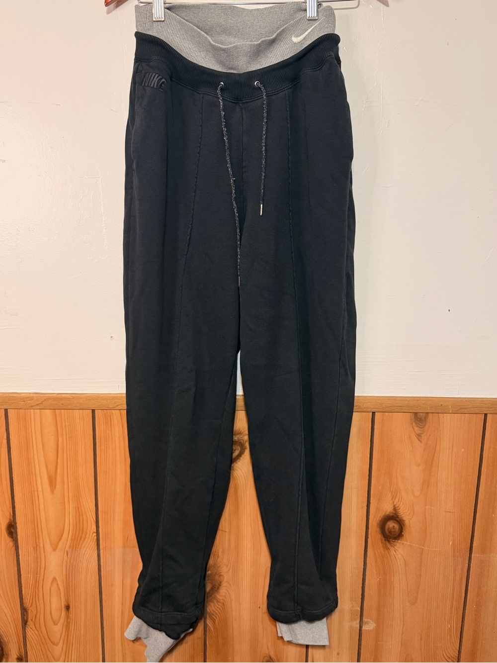 Nike Black Joggers with Gray Fold-Over Waistband
